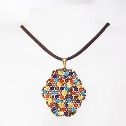 Pendant 65cm - Xochitl Oval-Chocolate Suedine - Pendant 65cm - Laiton bronze